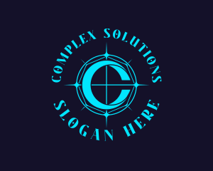 Blue Compass Letter C logo design