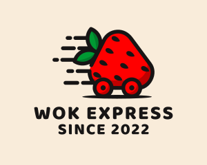 Strawberry Fruit Express Delivery logo design