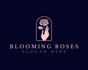 Rose Hand Flower logo design