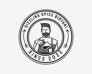 Hipster Barista Coffee Cafe  logo design