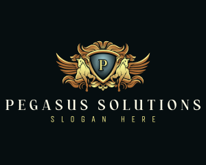 Luxury Pegasus Crest logo design