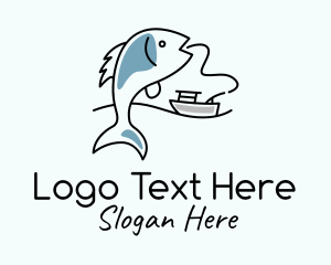 Fishing Line Fish Boat logo