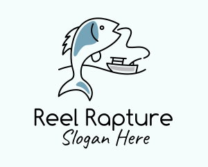 Fishing Line Fish Boat logo
