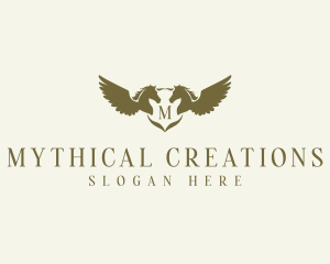 Flying Winged Stallion logo design