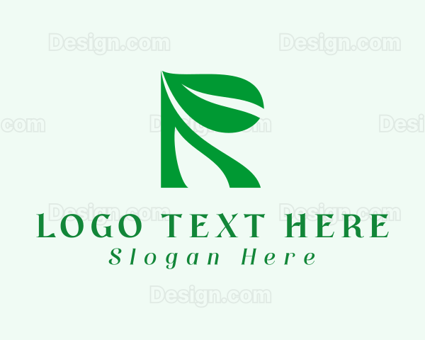 Eco Leaf Letter R Logo