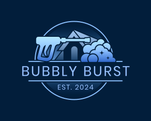 Pressure Washer Clean Bubbles logo design