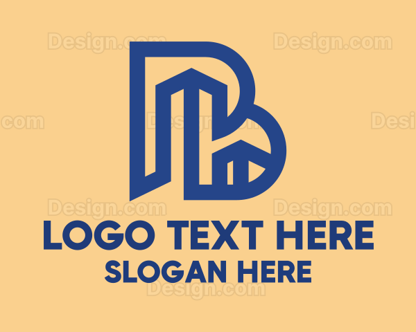 Blue Outline PB Biulding Logo