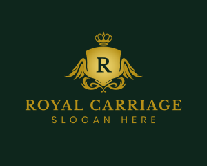 Royal Ornate Shield Wings logo design