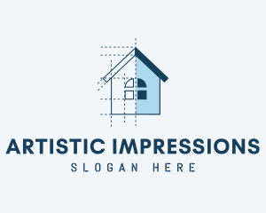 House Blueprint Construction logo design