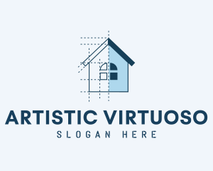 House Blueprint Construction logo design