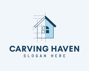 House Blueprint Construction logo design