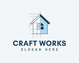 House Blueprint Construction logo design