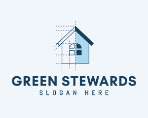 House Blueprint Construction logo design