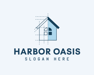 House Blueprint Construction logo design