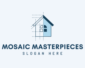 House Blueprint Construction logo design