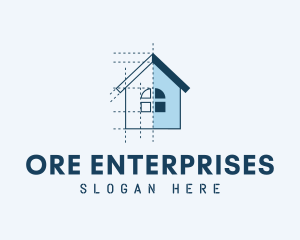 House Blueprint Construction logo design