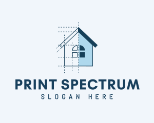 House Blueprint Construction logo design