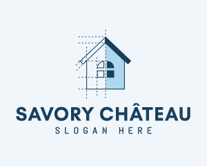 House Blueprint Construction logo design