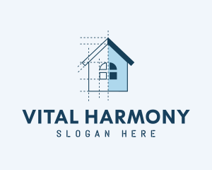 House Blueprint Construction logo design