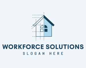 House Blueprint Construction logo design