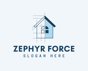 House Blueprint Construction logo design