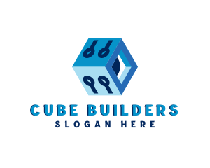 3D Cube Cyber App logo design