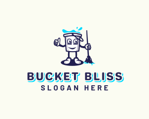 Bucket Janitorial Mop logo design