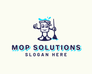 Bucket Janitorial Mop logo design