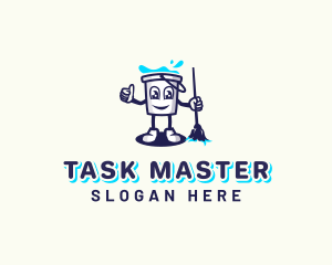 Bucket Janitorial Mop logo design