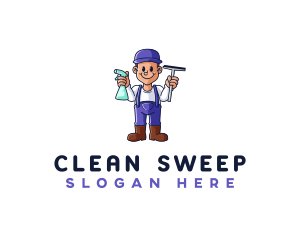 Janitor Squeegee Cleaner logo design