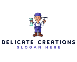 Janitor Squeegee Cleaner logo design