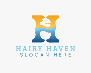 Ocean Sunset Horizon H logo design