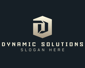 Hexagon Technology Letter D logo design