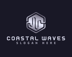 Hexagon Tech Wave logo design