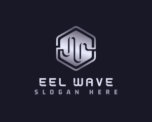 Hexagon Tech Wave logo design