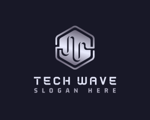 Hexagon Tech Wave logo design