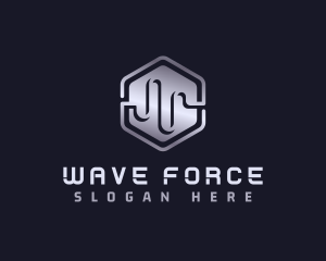 Hexagon Tech Wave logo design