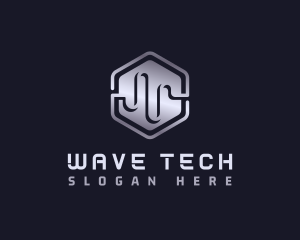 Hexagon Tech Wave logo design