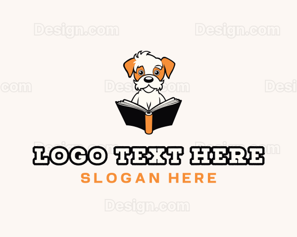 Dog Reading Book Logo