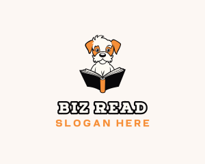 Dog Reading Book logo design