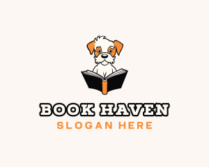 Dog Reading Book logo design