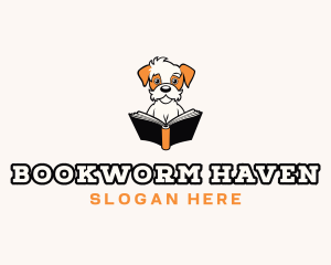 Dog Reading Book logo design