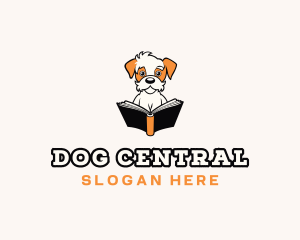 Dog Reading Book logo design