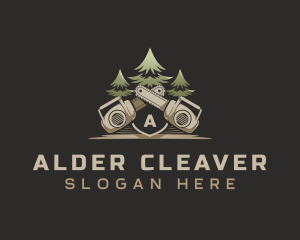 Chainsaw Lumber Tree logo design