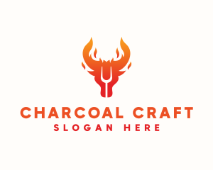 Flame Grill Cow logo design