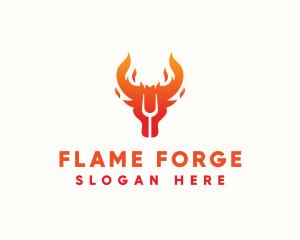 Flame Grill Cow logo design