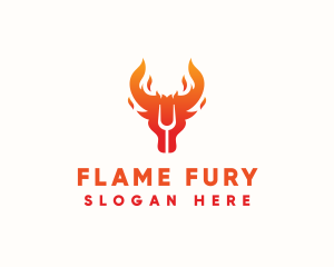 Flame Grill Cow logo design