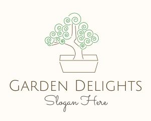 Green Bonsai Tree logo design