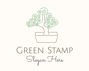 Green Bonsai Tree logo design