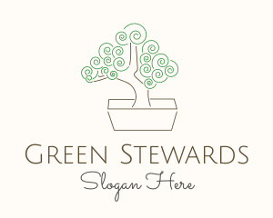 Green Bonsai Tree logo design